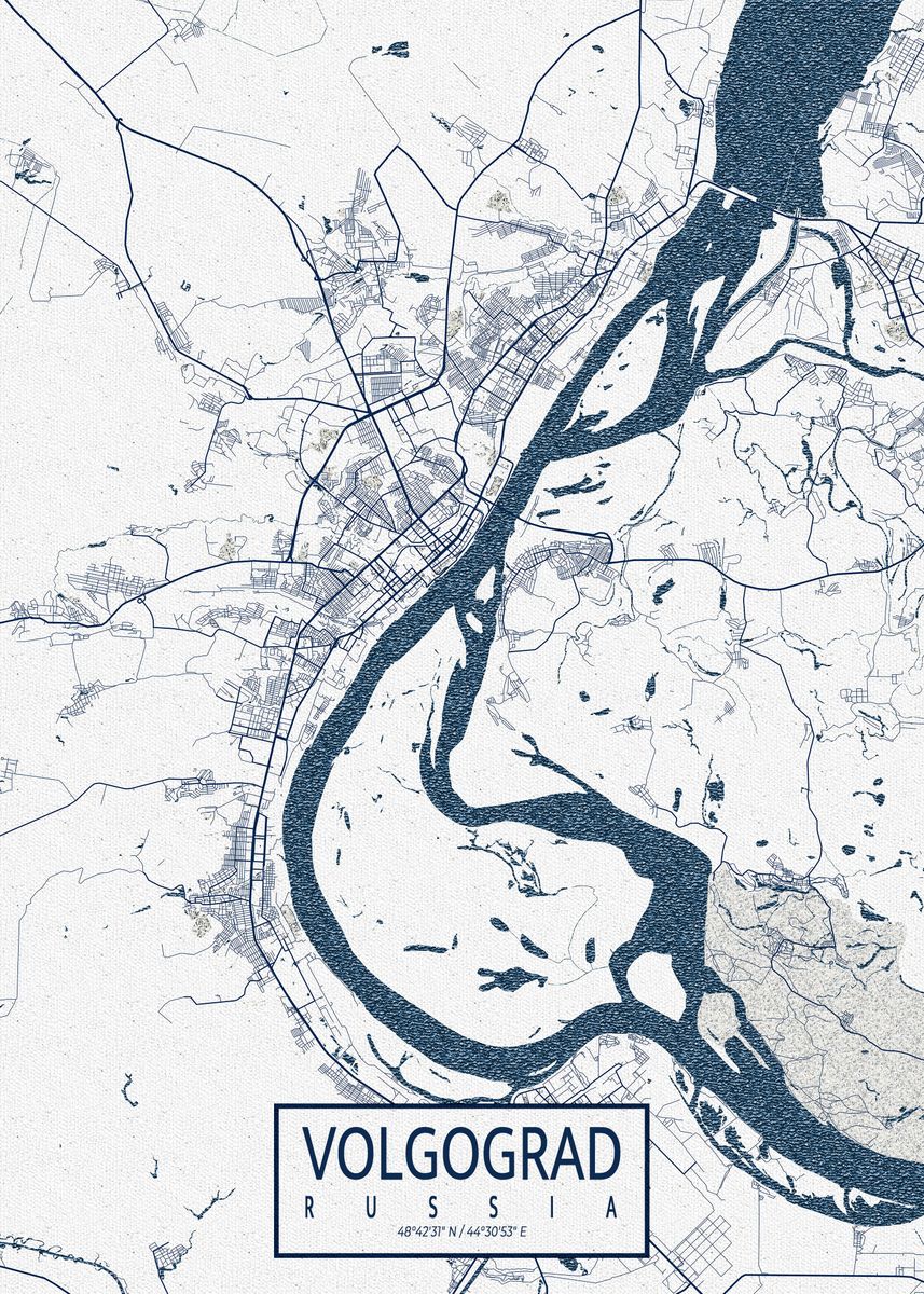 'Volgograd City Map Coastal' Poster, picture, metal print, paint by