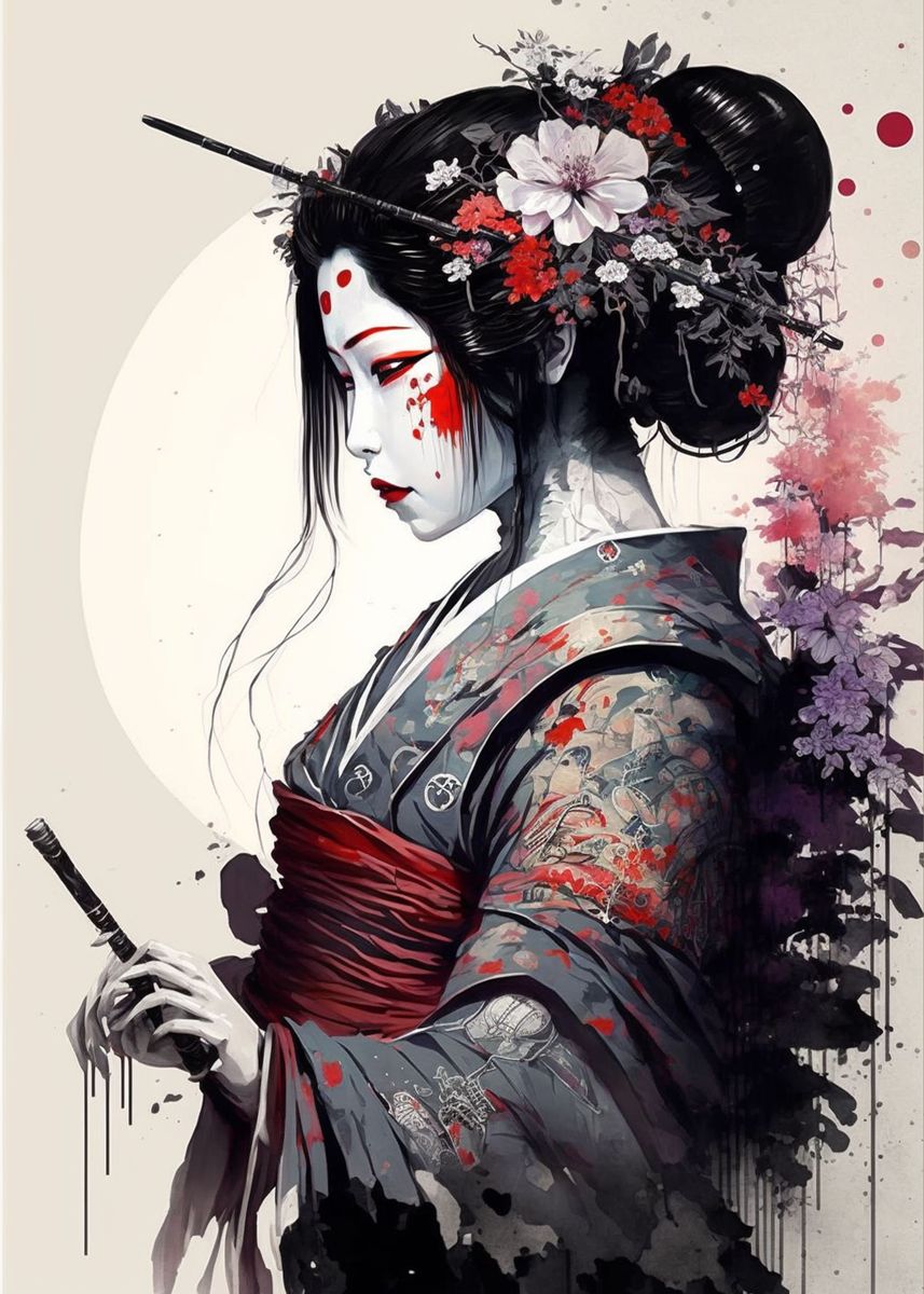 'Geisha Samurai' Poster by Graphic Japanese | Displate