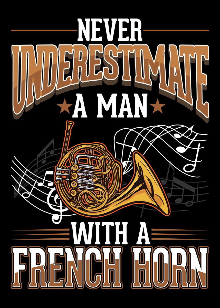 'French Horn Man Hornist' Poster, picture, metal print, paint by