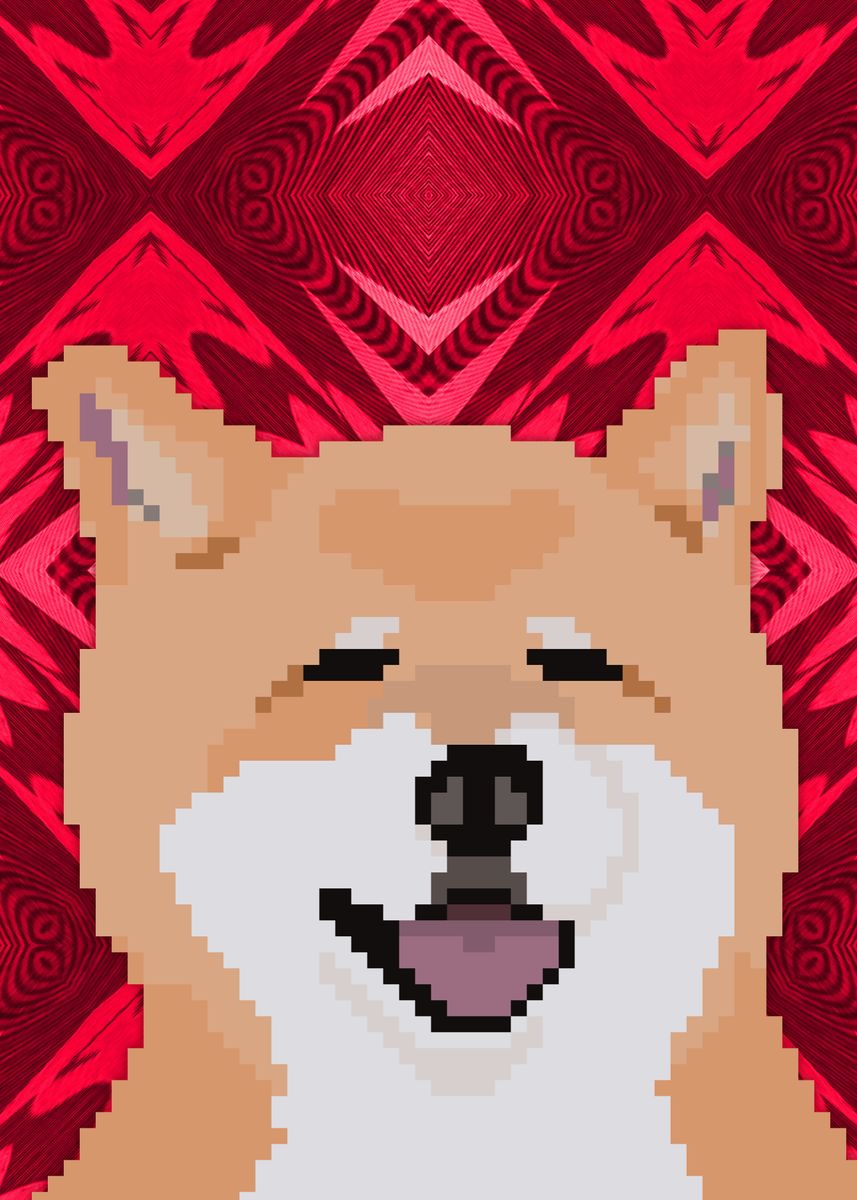 'Shiba Inu Pixel 1' Poster, picture, metal print, paint by wagnerps ...