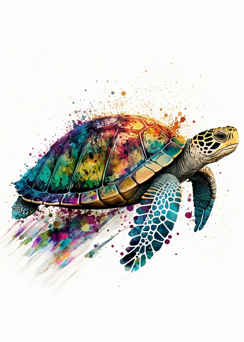 'Colourful Turtle' Poster by Wolf Design Studios | Displate