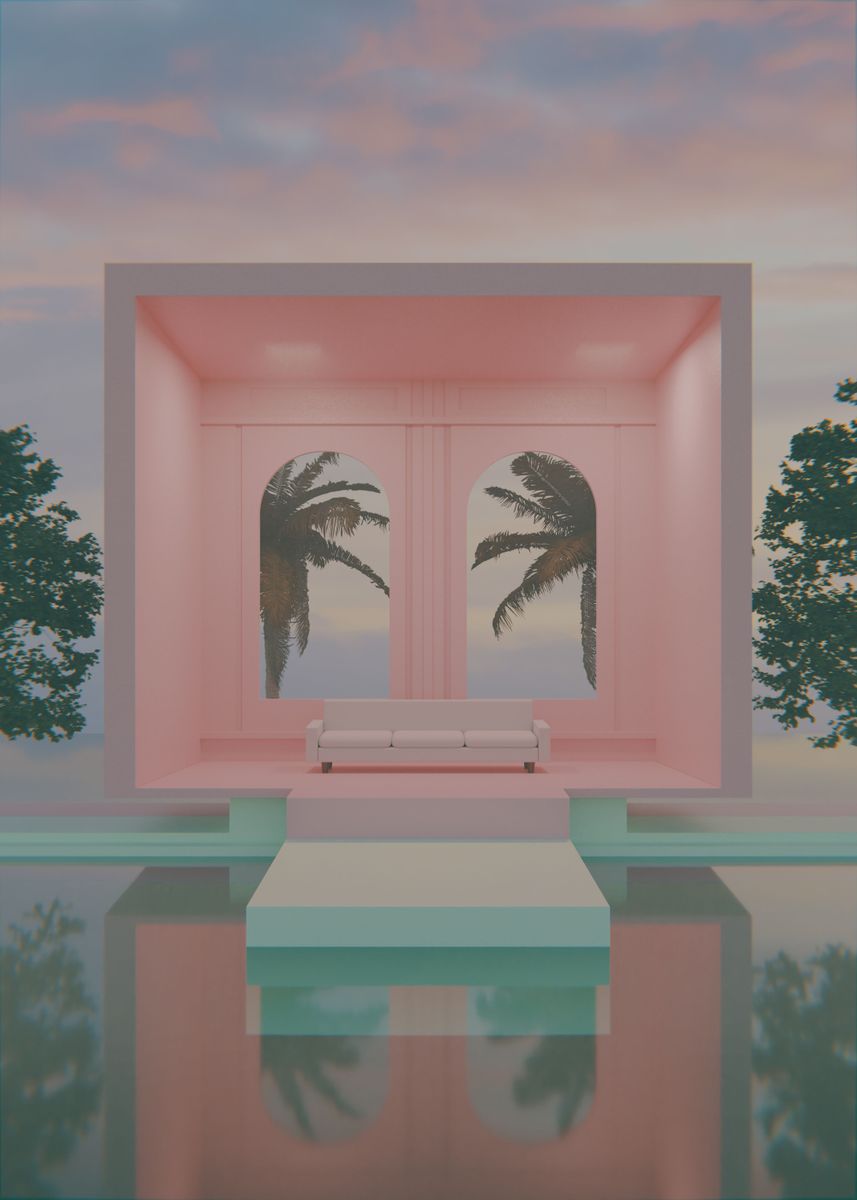 'Pink Room Pool' Poster, picture, metal print, paint by Irawan Rizky ...