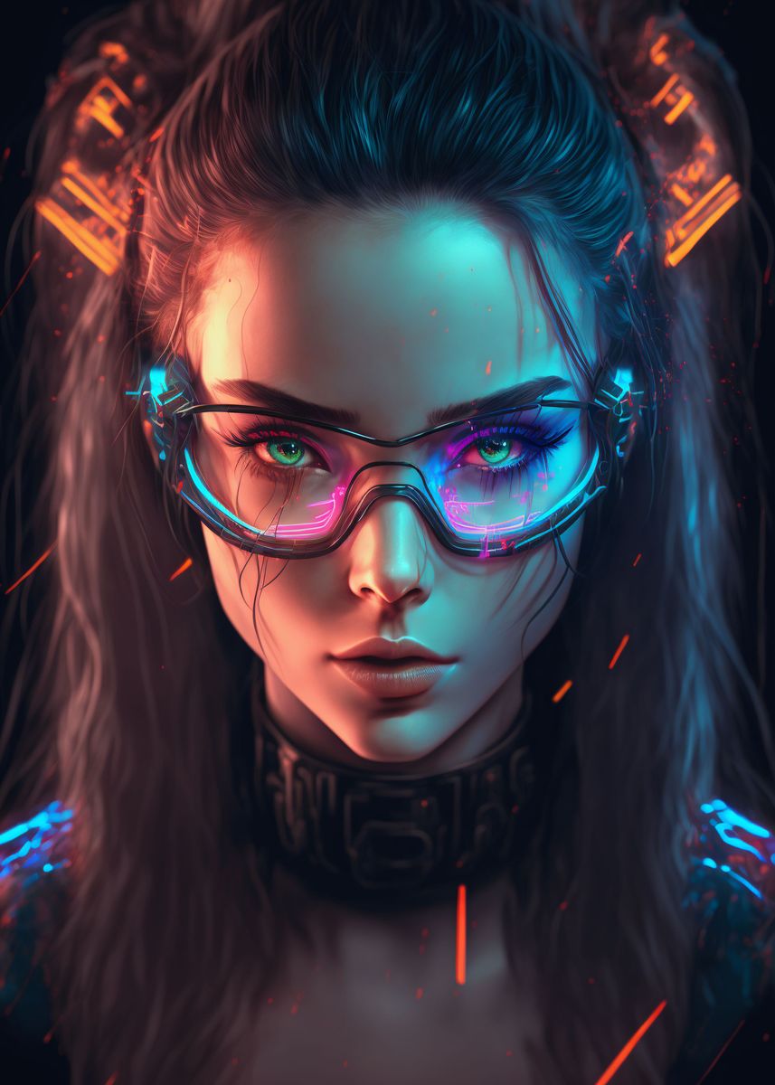 'Cyberpunk Girl from future' Poster, picture, metal print, paint by ...