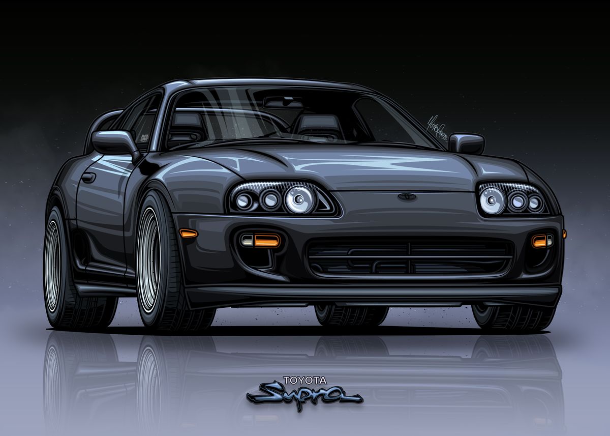 Toyota Supra MK4 Black Poster by Mário Ramos Art Displate