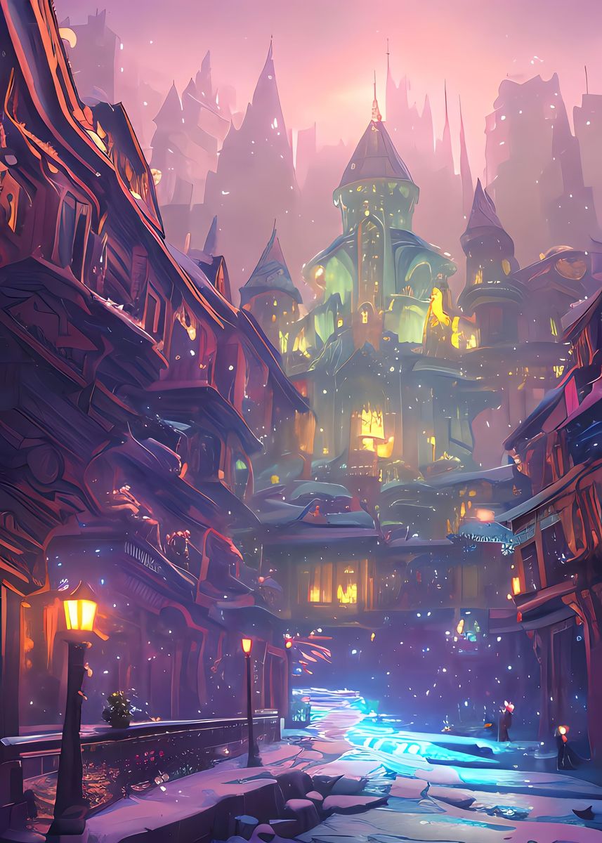 'Fantasy Town In Game' Poster, picture, metal print, paint by Alex Bayu ...