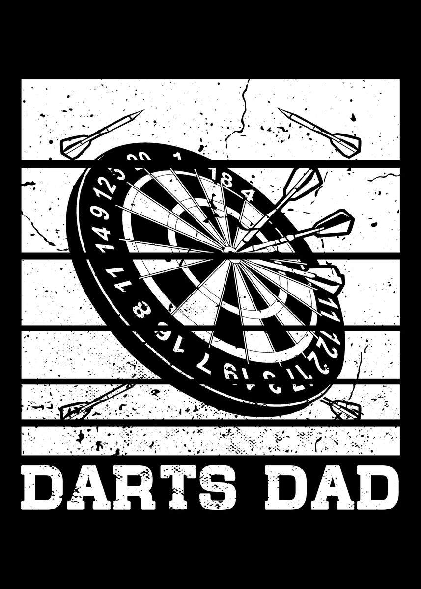 'Darts Dad Retro' Poster, picture, metal print, paint by