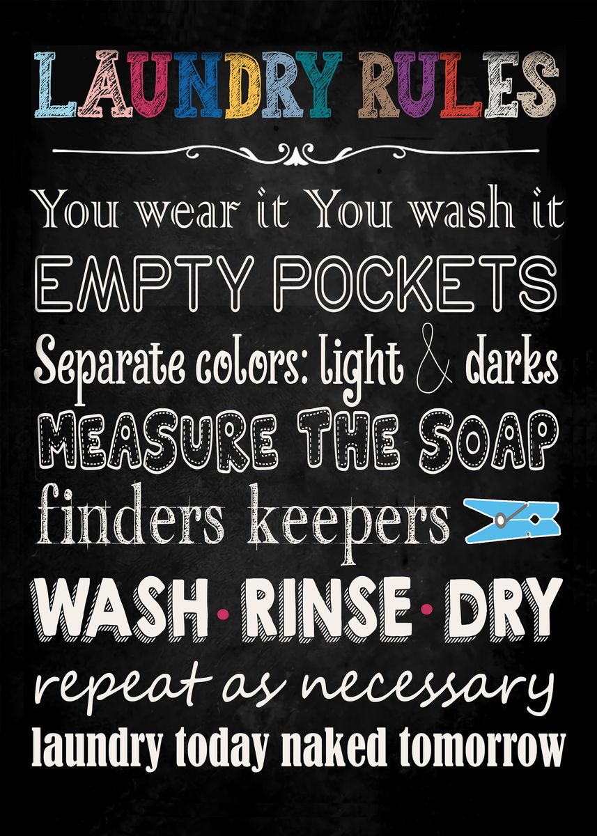 'Laundry Room Rules' Poster, picture, metal print, paint by Tom Cage ...