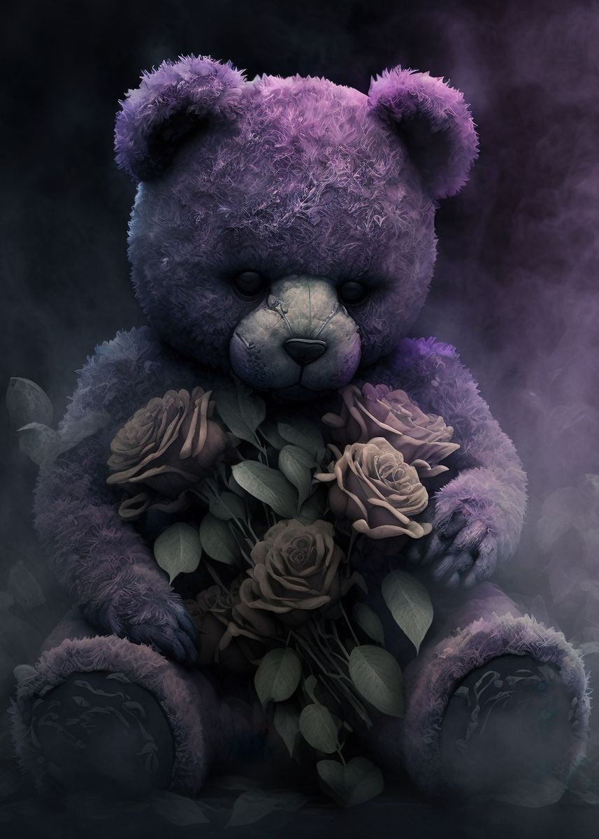 'Dark Teddy' Poster, picture, metal print, paint by GLITCHED ART | Displate