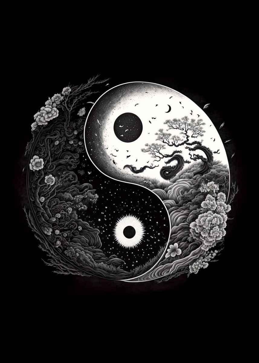 'Yin and Yang' Poster, picture, metal print, paint by Anamitra | Displate