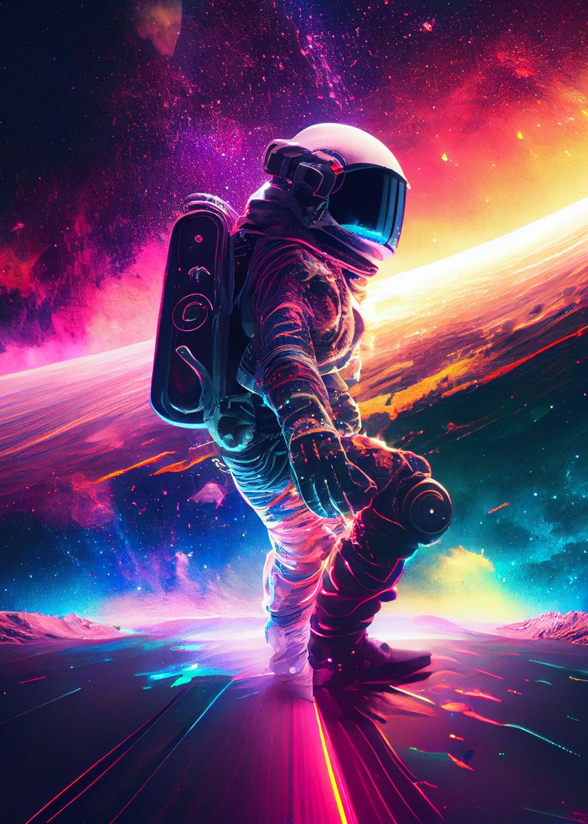 'Astronaut Surfing In Space' Poster by urbanbuzz | Displate