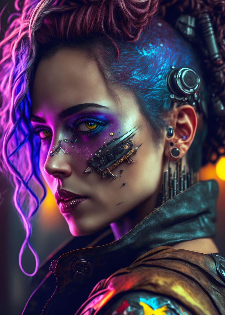 'Cyberpunk Girl' Poster, Picture, Metal Print, Paint By Mr Yy | Displate