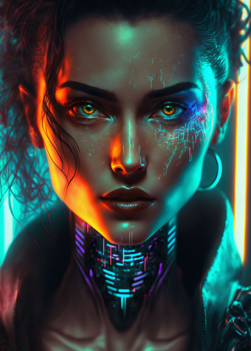 'Cyberpunk Woman' Poster, picture, metal print, paint by Absuro Designs ...