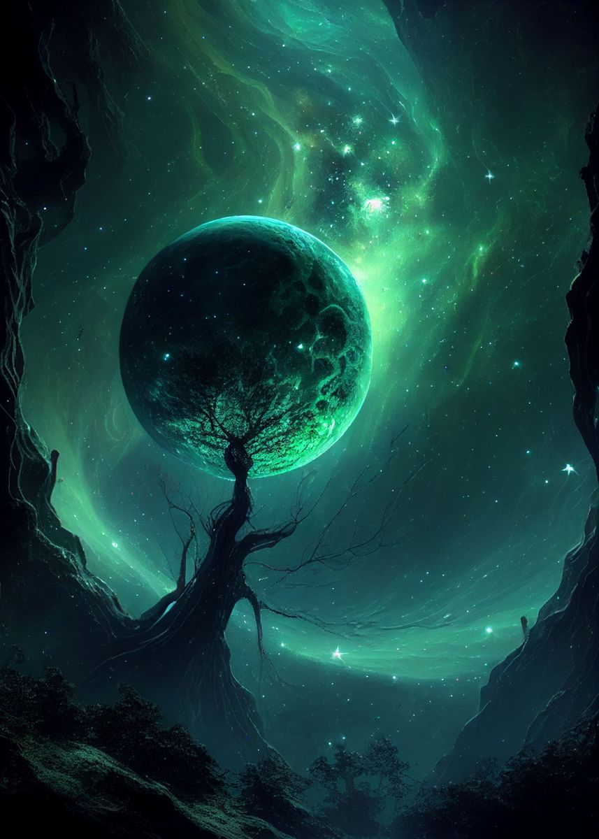 'Green Galaxy' Poster, picture, metal print, paint by Media Editing