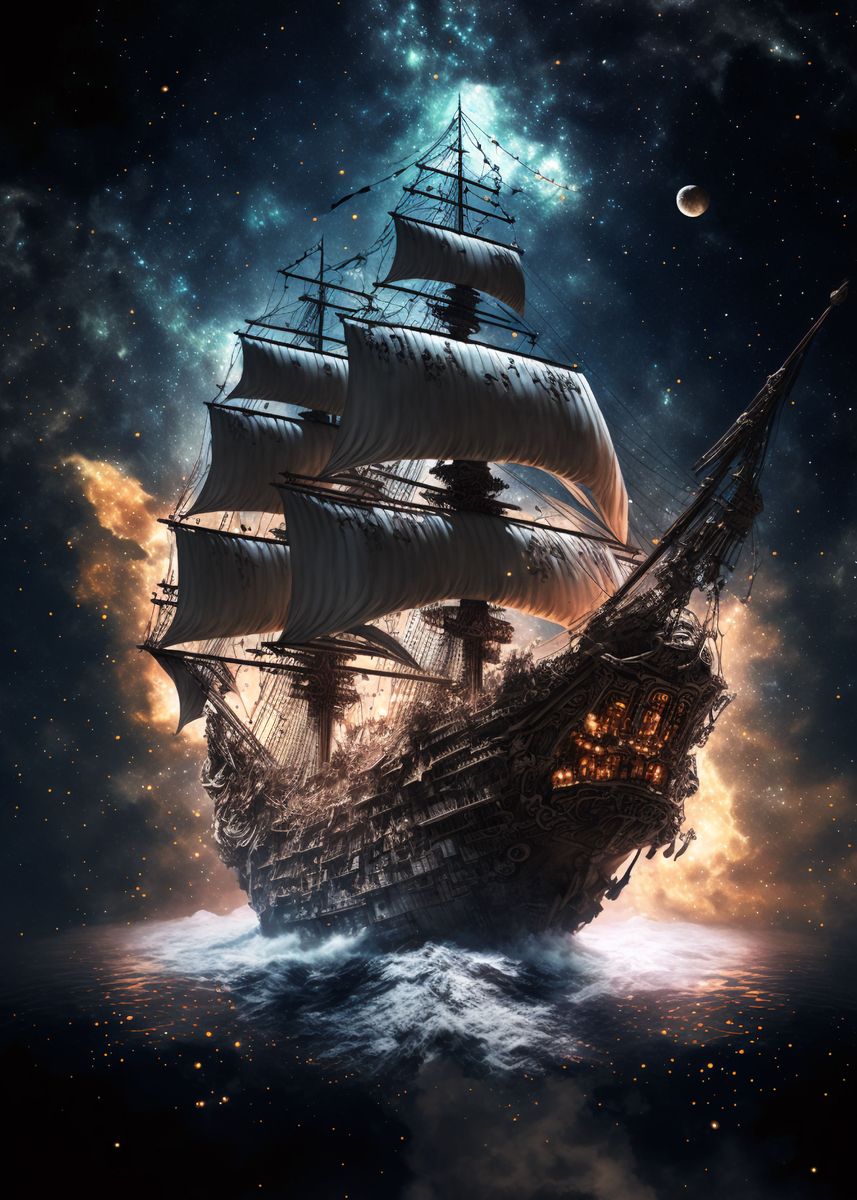 Pirate Ship In Space Poster Picture Metal Print Paint By John   2cf4af45887f056fbd0ebd00e29f1996 C37202904140969fc89e5e3addc2c84d 