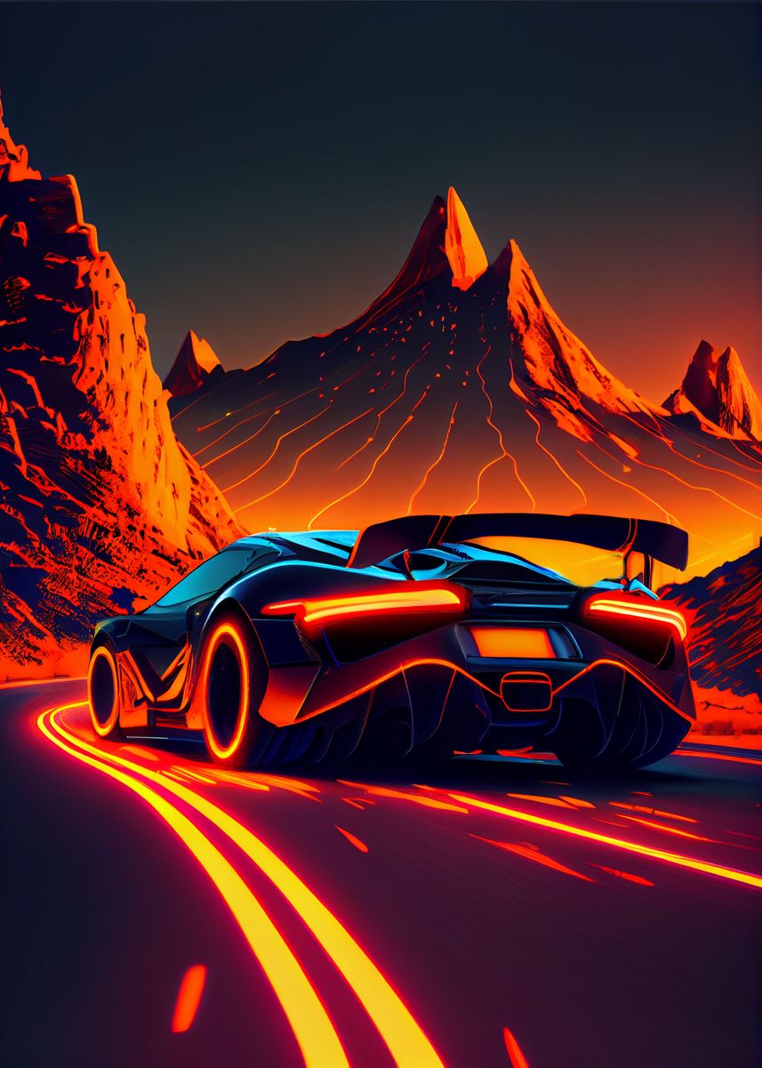 'Synthwave Car 28' Poster, picture, metal print, paint by Holzkovic ...