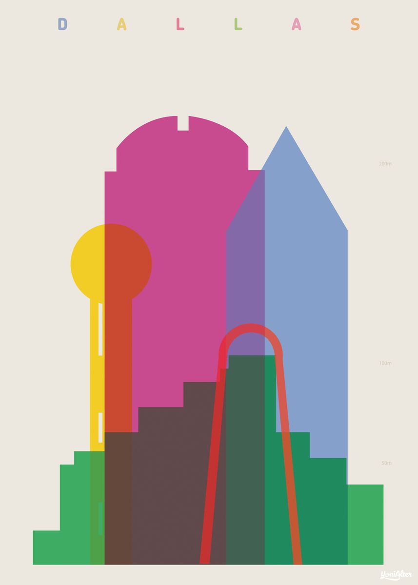 'Shapes of Dallas' Poster, picture, metal print, paint by Yoni Alter ...
