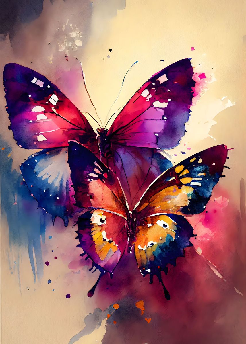 'butterfly Couple Romance' Poster, Picture, Metal Print, Paint By Ali 