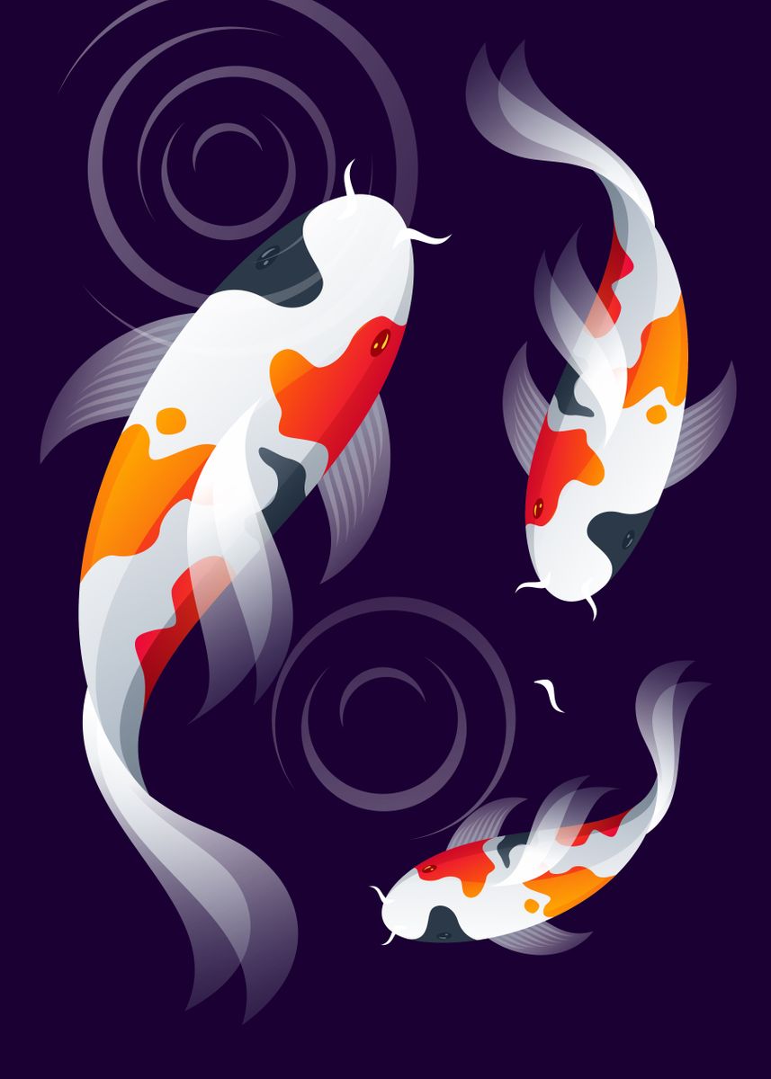 'Koi fish V1' Poster, picture, metal print, paint by Queensy Collin ...