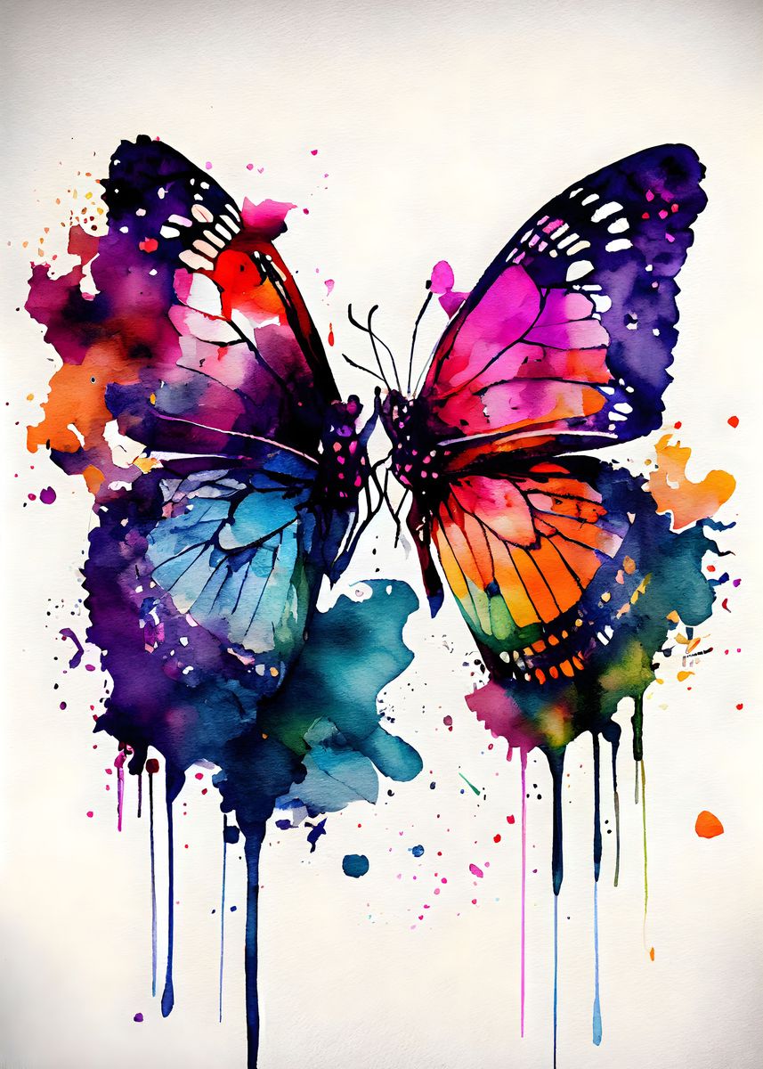 'Butterfly Couple Romance' Poster, picture, metal print, paint by Ali ...