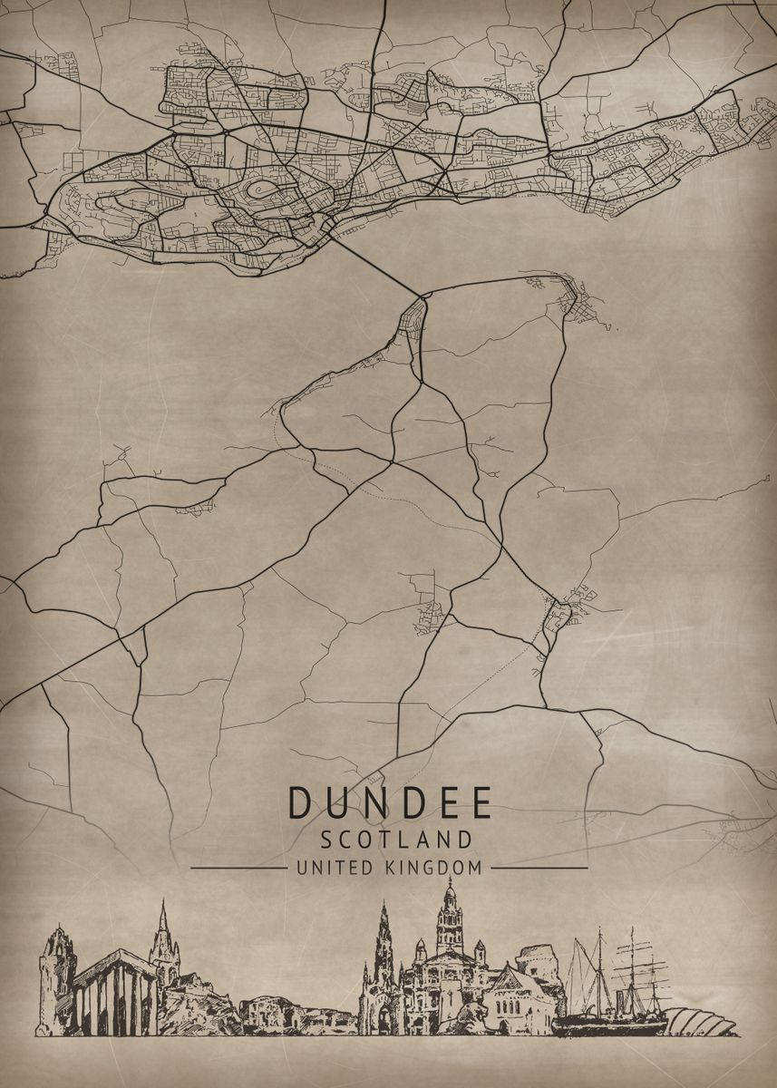 'Dundee Scotland' Poster, picture, metal print, paint by XandYart