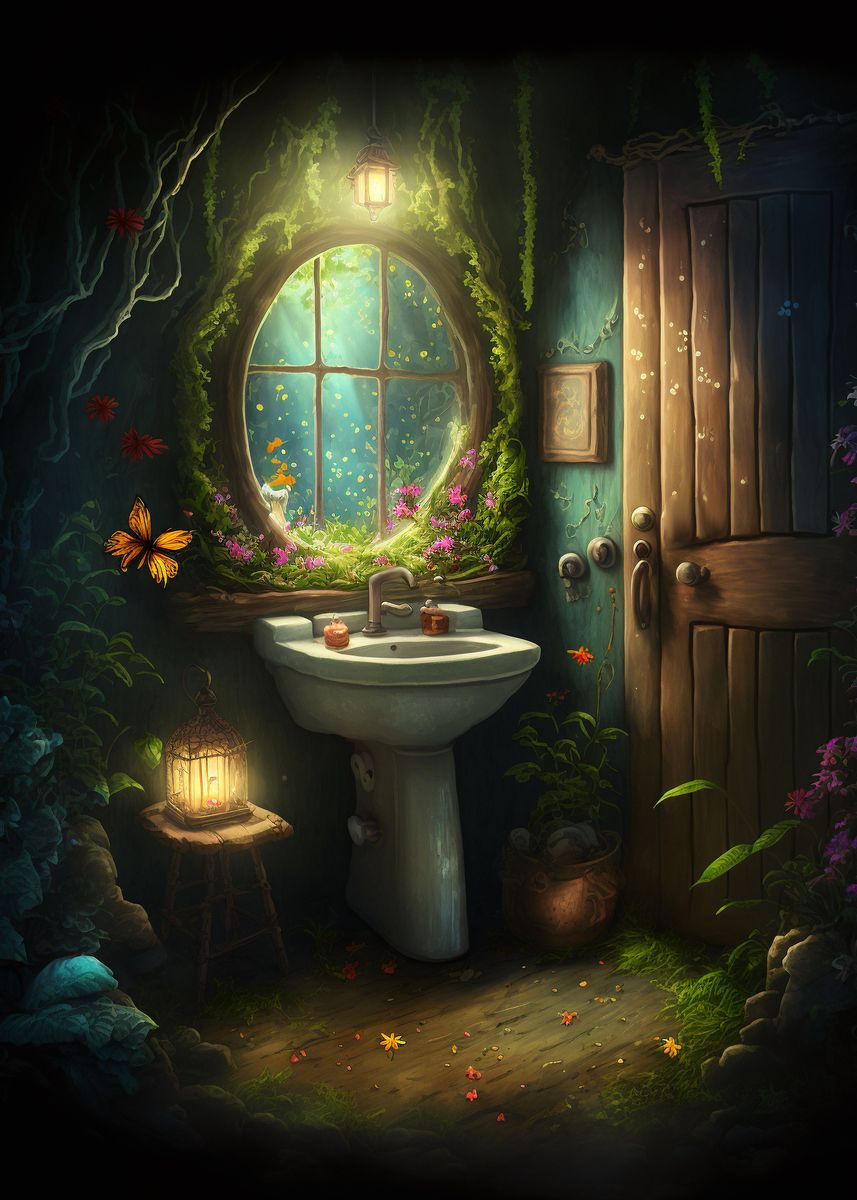 'Fairy house bathroom' Poster, picture, metal print, paint by Stefan ...