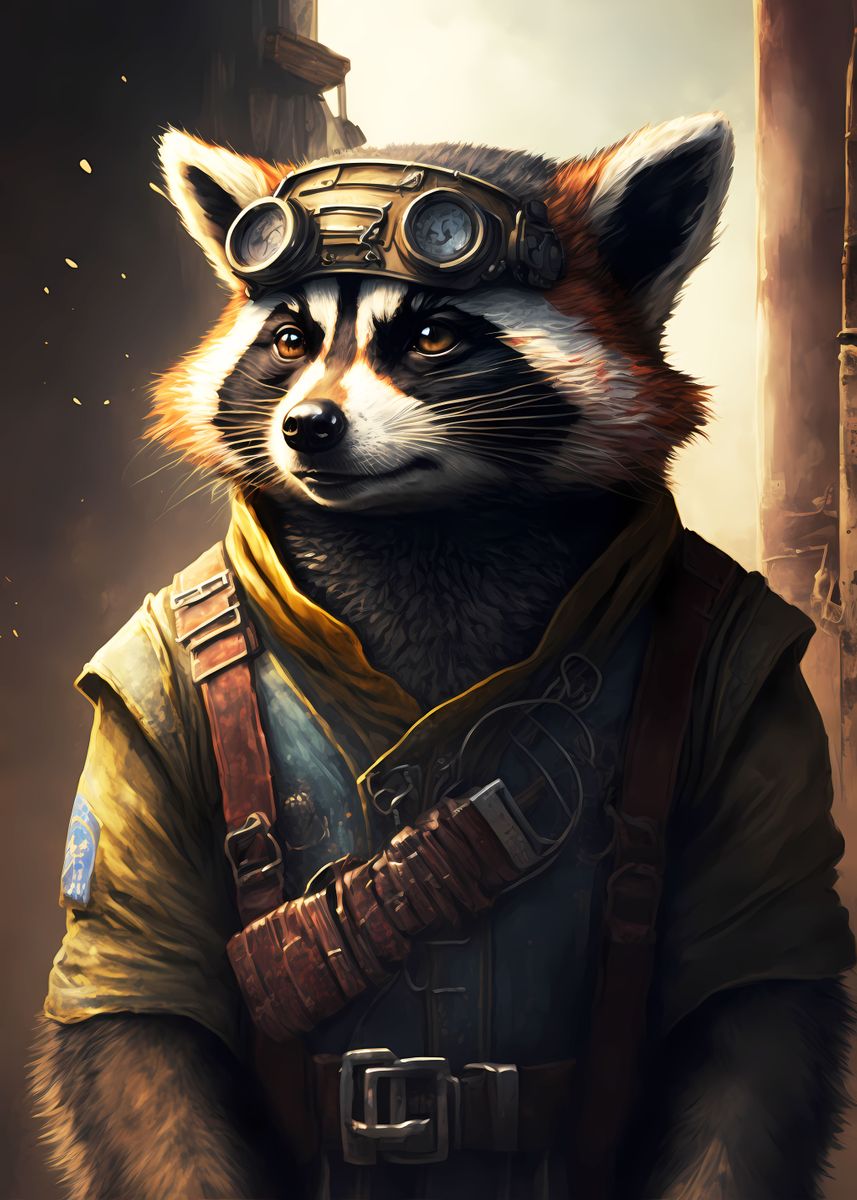 'The raccoon adventurer' Poster, picture, metal print, paint by Hasnaa ...