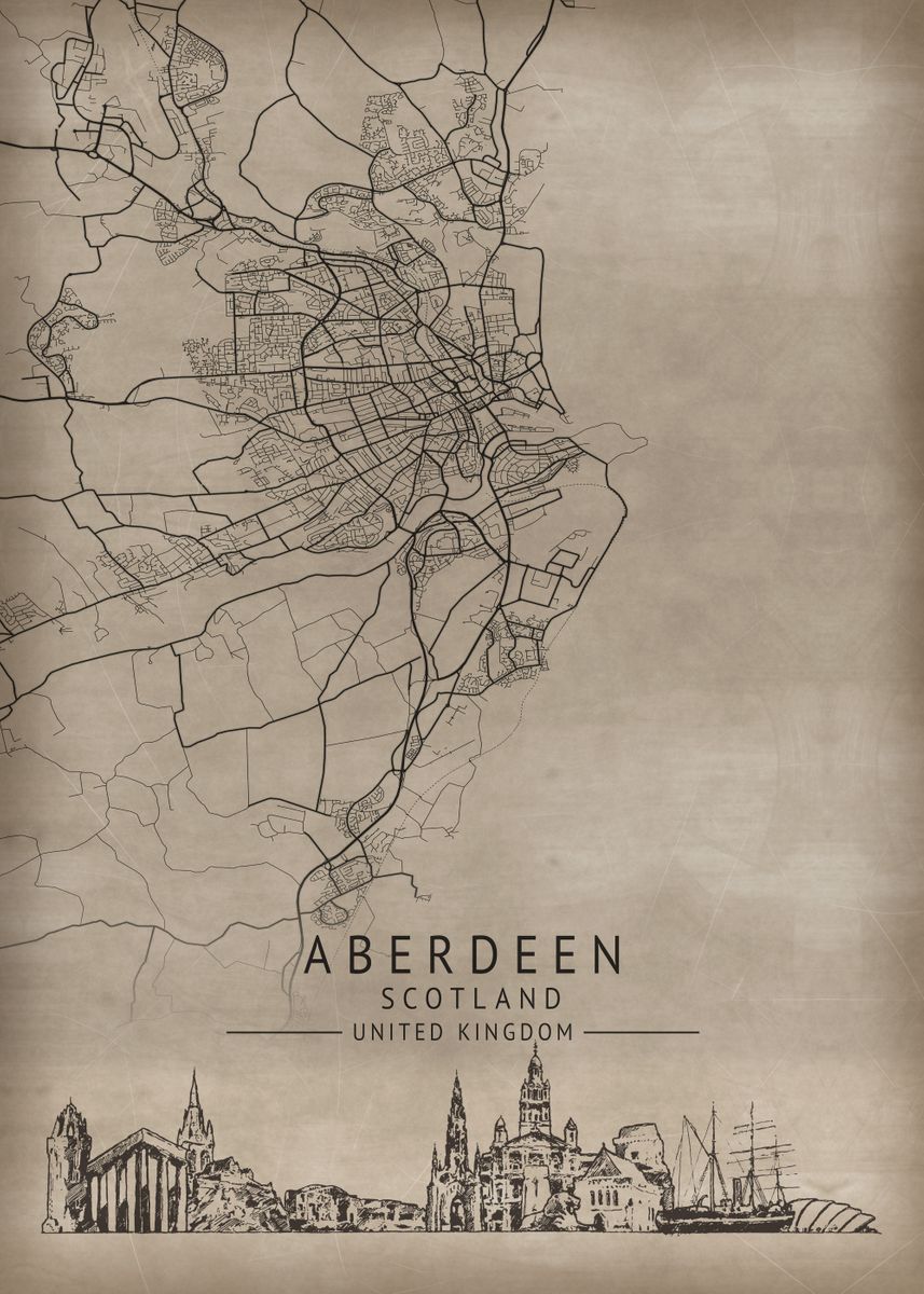 'Aberdeen Scotland' Poster, picture, metal print, paint by XandYart