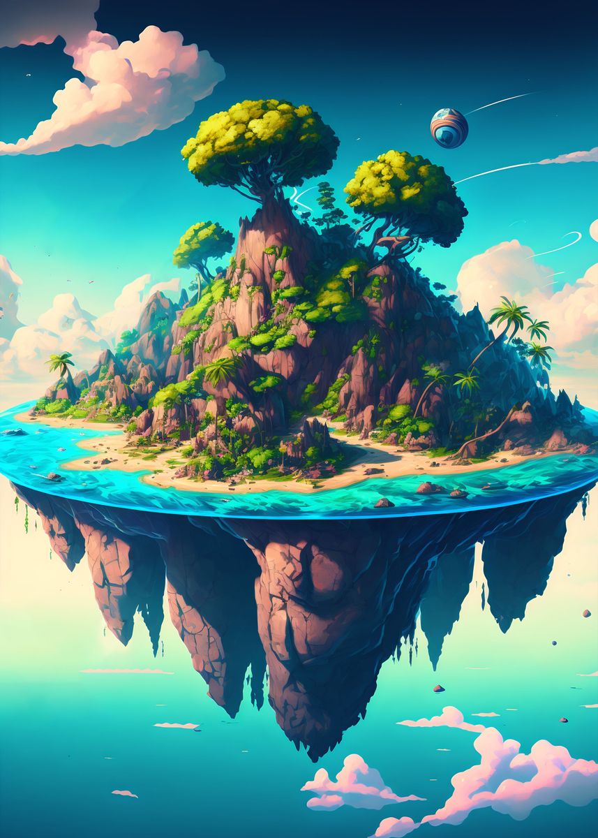 'A floating fantasy world' Poster by Absuro Designs Displate