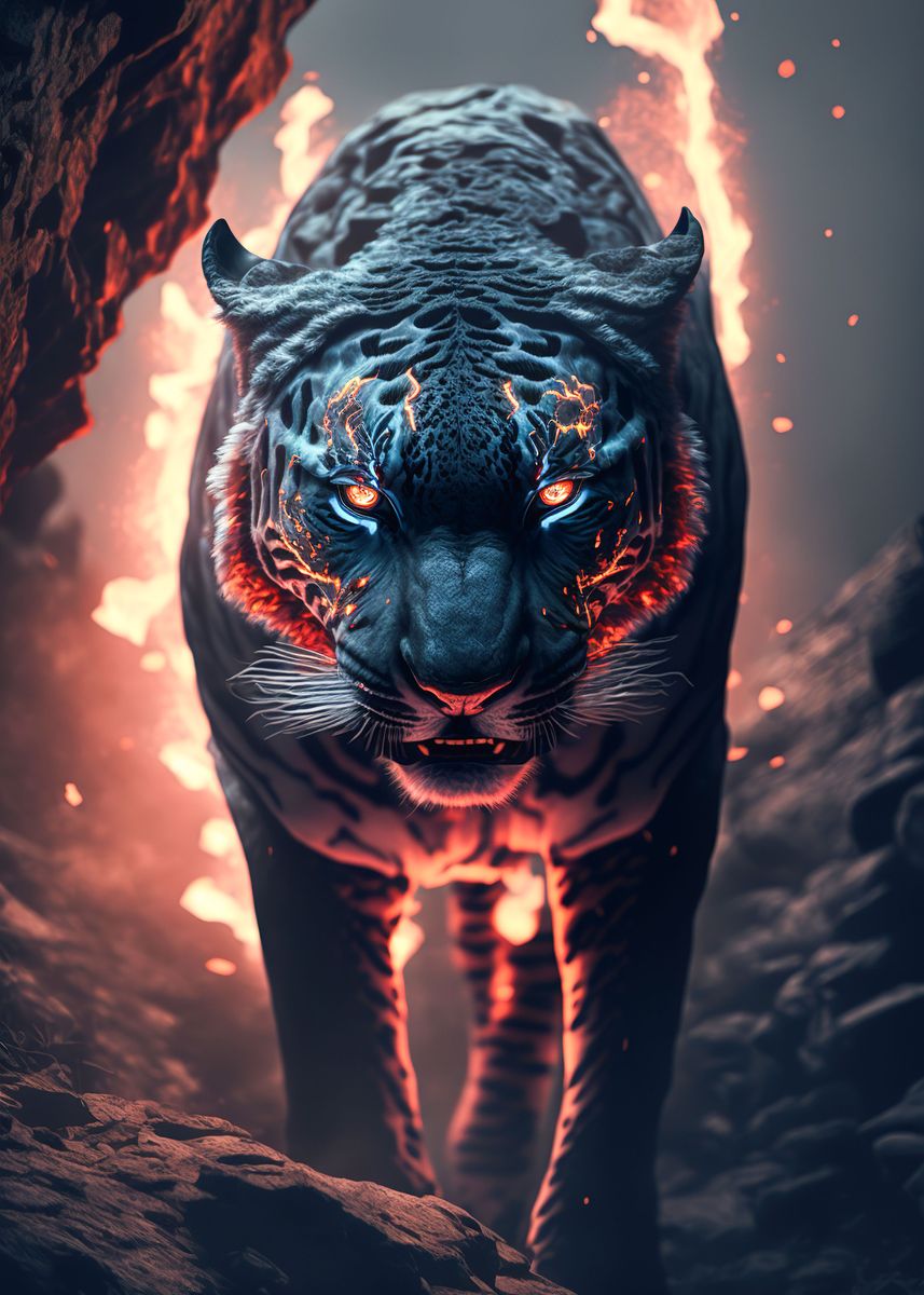 'Fire tiger' Poster by Arturo Vivo Displate