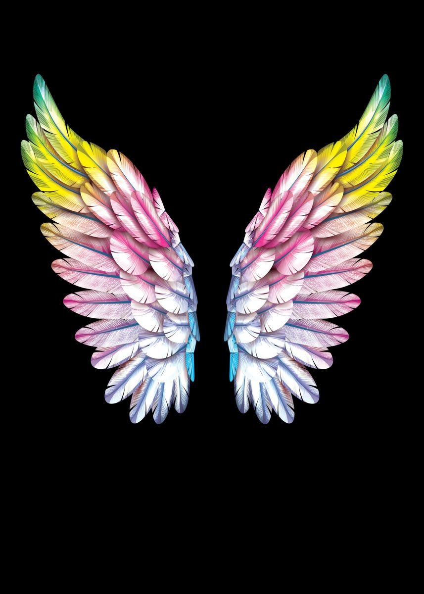 'Angel Wings Rainbow Gay' Poster, picture, metal print, paint by Mooon ...