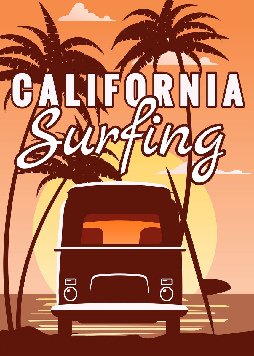 'California Surfing' Poster, picture, metal print, paint by Fateh ...