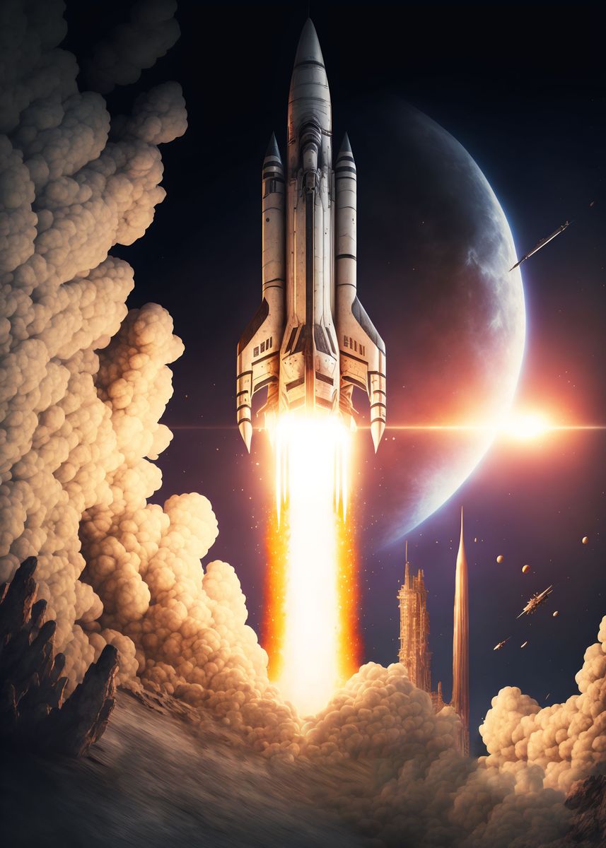 'Moon Rocket Launch' Poster, picture, metal print, paint by Absuro ...