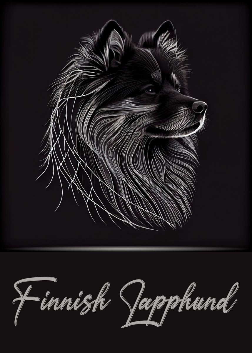 'Finnish Lapphund Portrait' Poster, picture, metal print, paint by ...