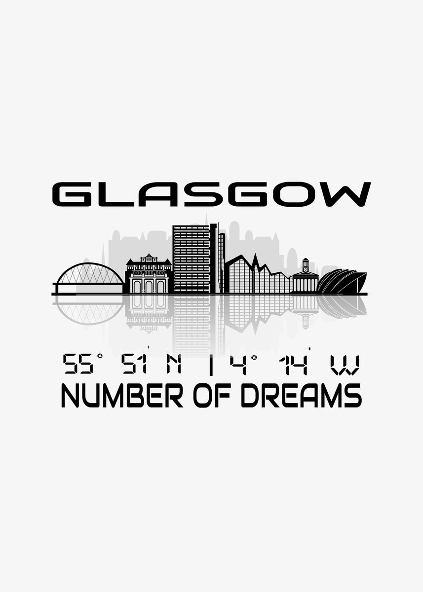 'GPS Coordinates Glasgow' Poster, picture, metal print, paint by