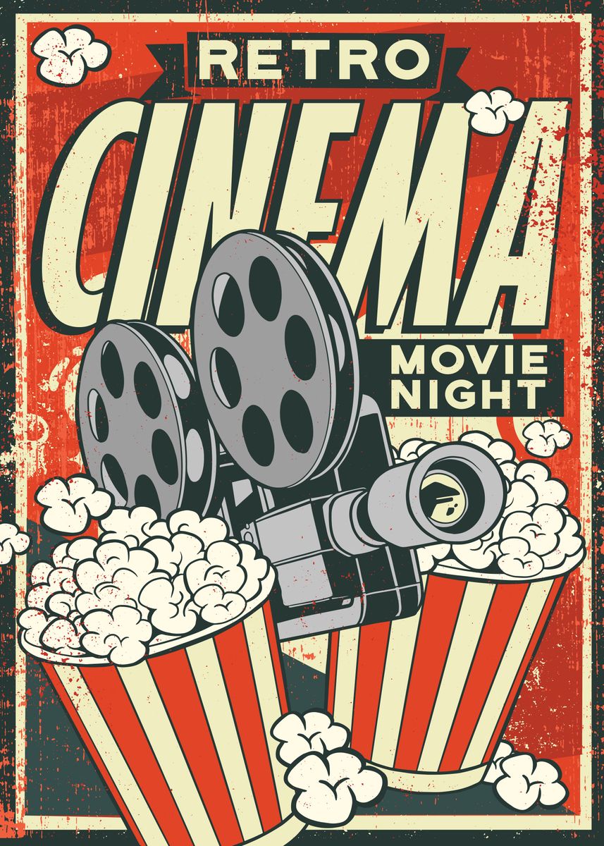 'Retro Cinema' Poster, picture, metal print, paint by Allan Brakus ...