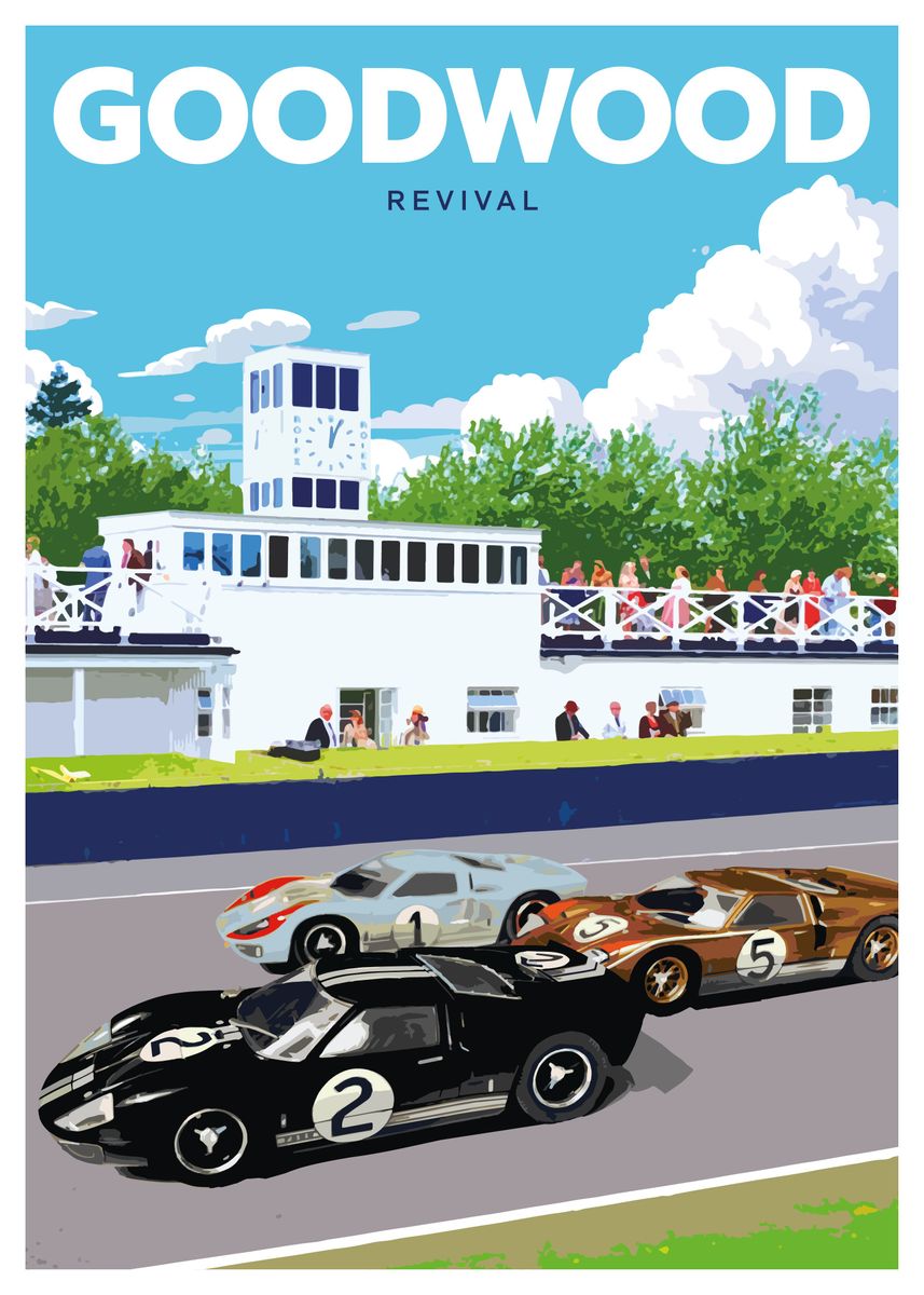 'Goodwood Revival' Poster, picture, metal print, paint by Mark Vickers