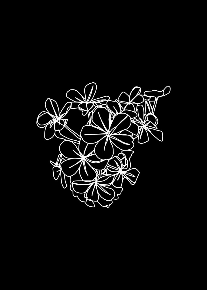 ‘Little Flowers White Line’ Poster, picture, metal print, paint by