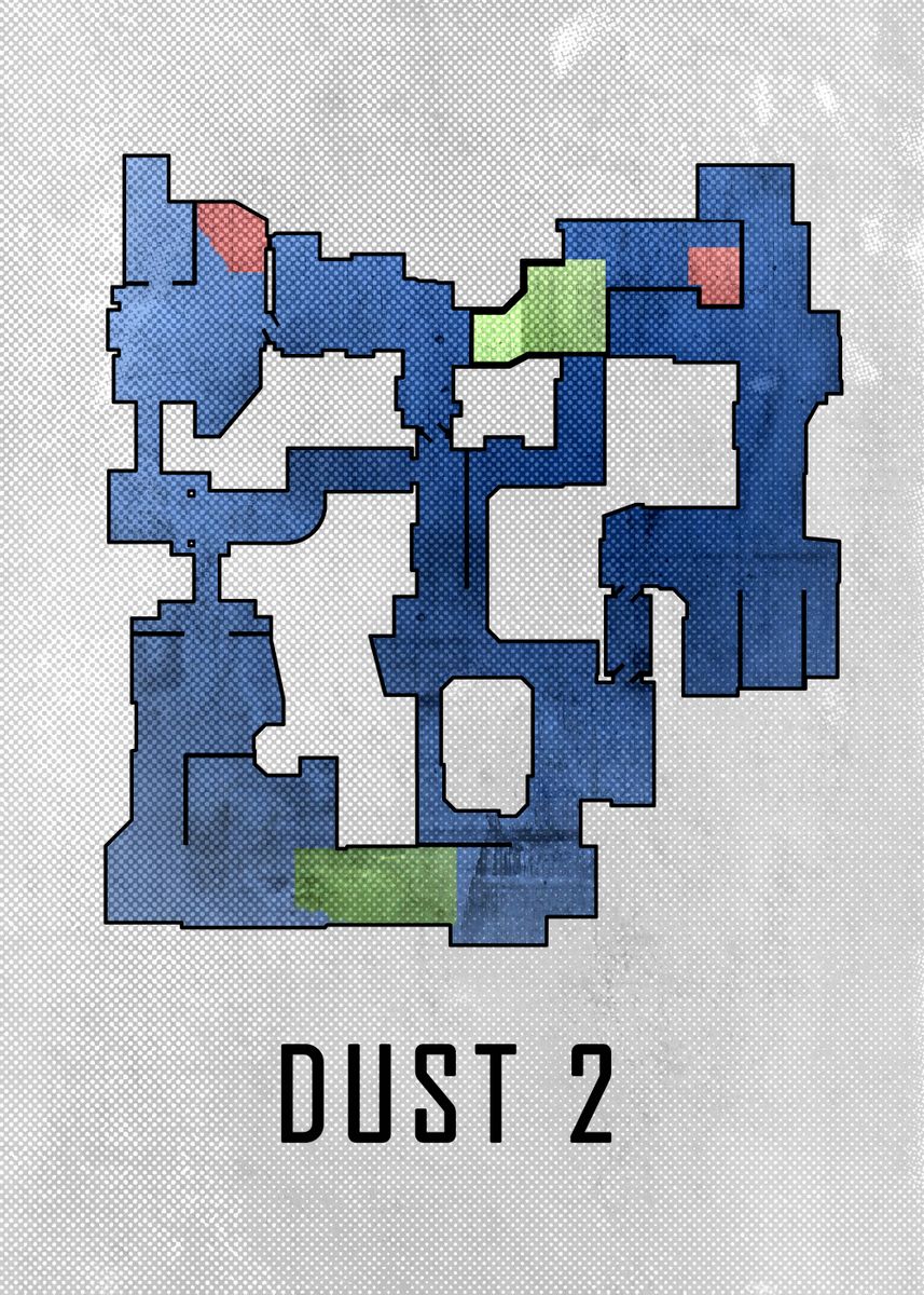 'Dust2 Map White And Blue' Poster, picture, metal print, paint by ...