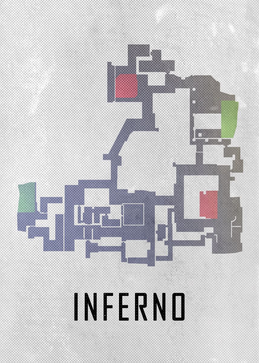 'Inferno Map White' Poster by Counter-Strike | Displate