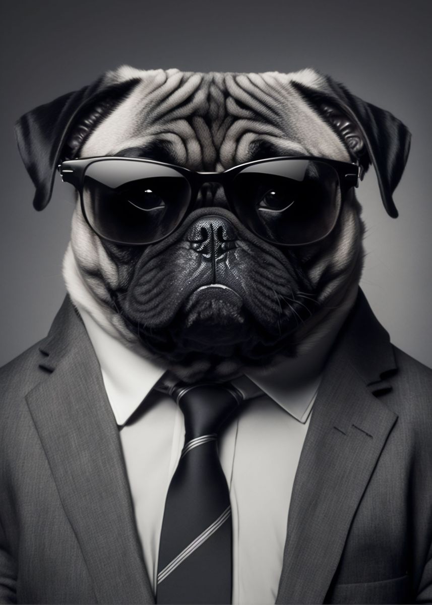 'Secret Agent Mr Pug' Poster, picture, metal print, paint by Absuro ...