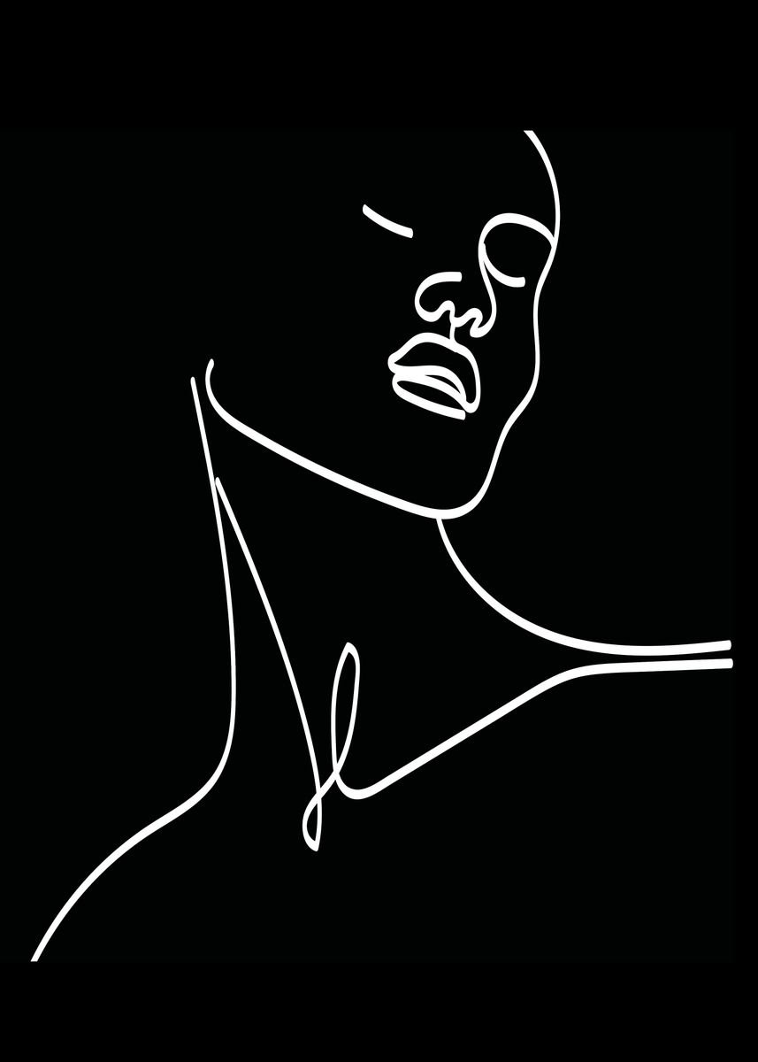 'One Line Art Woman' Poster, picture, metal print, paint by Color My ...