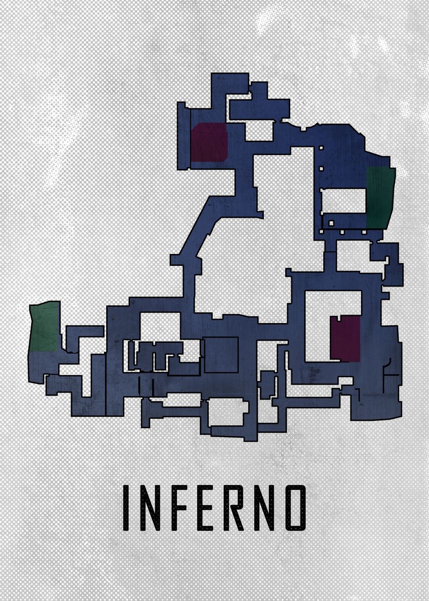 'Inferno Map White Blue' Poster by Counter-Strike | Displate
