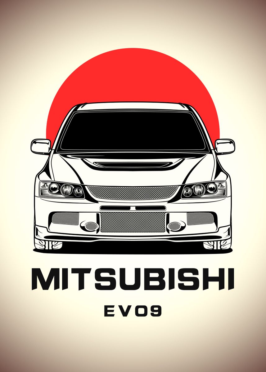 Mitsubishi Evo 9 Poster picture metal print paint by Faissal