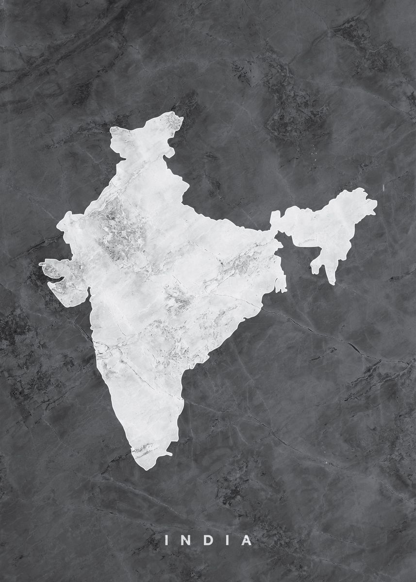 'India Marble Map' Poster, picture, metal print, paint by Visitify ...