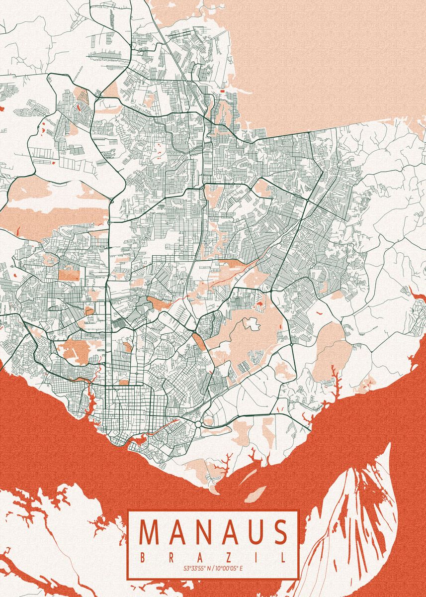 'Manaus City Map Bohemian' Poster by deMAP Studio | Displate