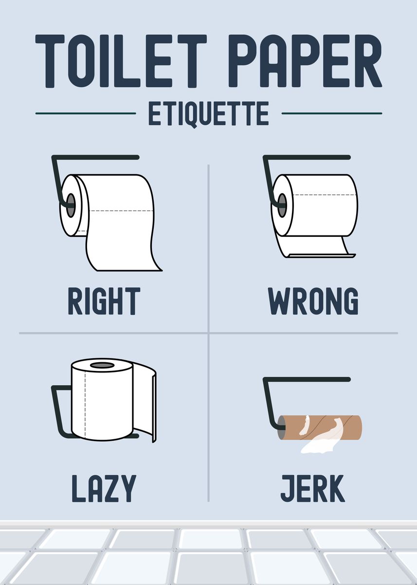'Toilet Paper Etiquette' Poster by 84PixelDesign  | Displate