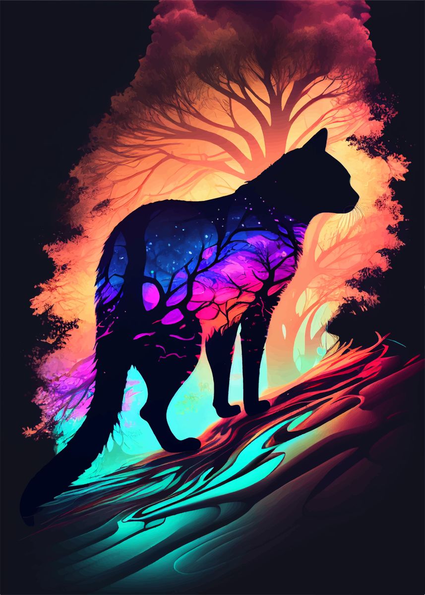 'The cat in the woods' Poster by DB P | Displate