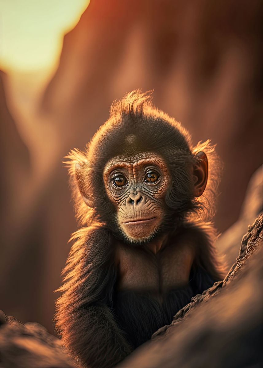 'Baby Monkey watching' Poster by Mitoka  | Displate
