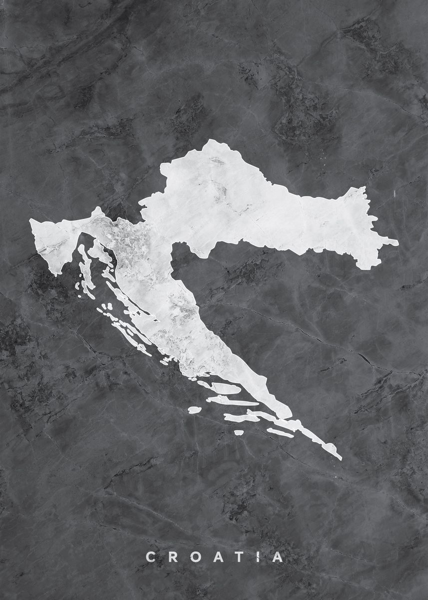 'Croatia Marble Map' Poster by Visitify  | Displate