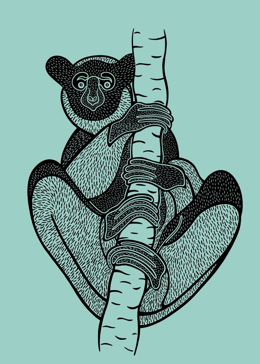 'Indri or Babakoto Drawing' Poster by GreenPaladin  | Displate